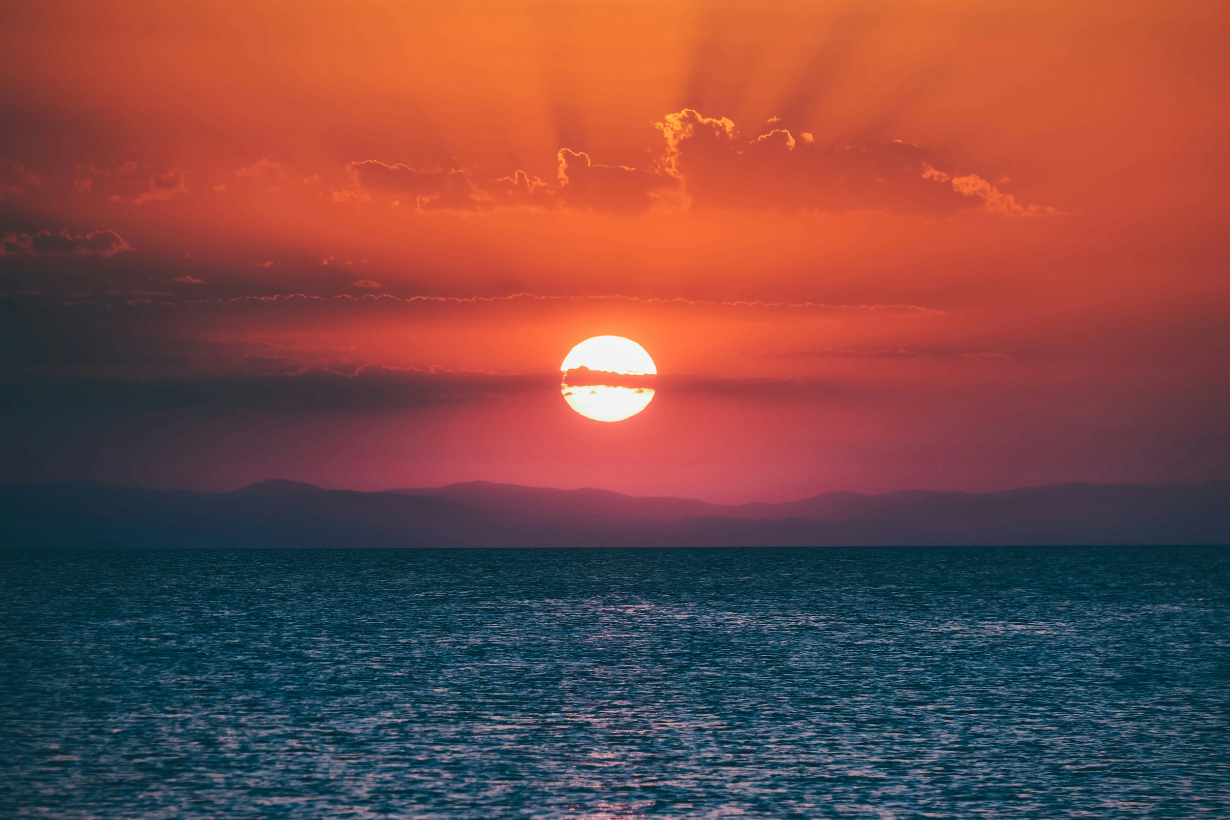 view of ocean during sunset